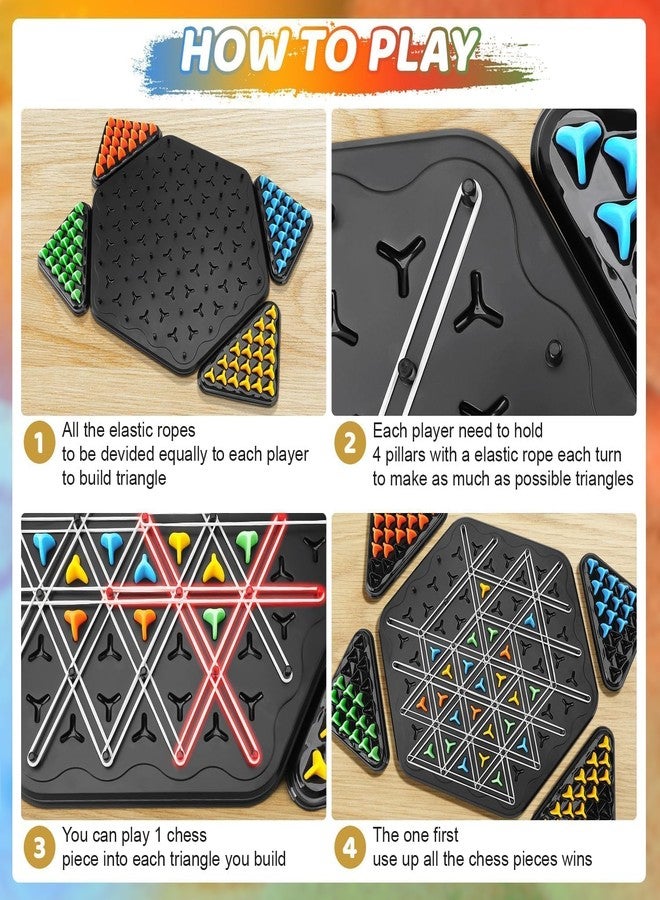 RUJVE Chain Triangle Chess Game Board Games for Kids Adults Family Fun Night Chess Set Triangle Rubber Band Game Chain Board Chess Puzzle Interactive Brain Teaser Game 2 to 4 Players - Image 4